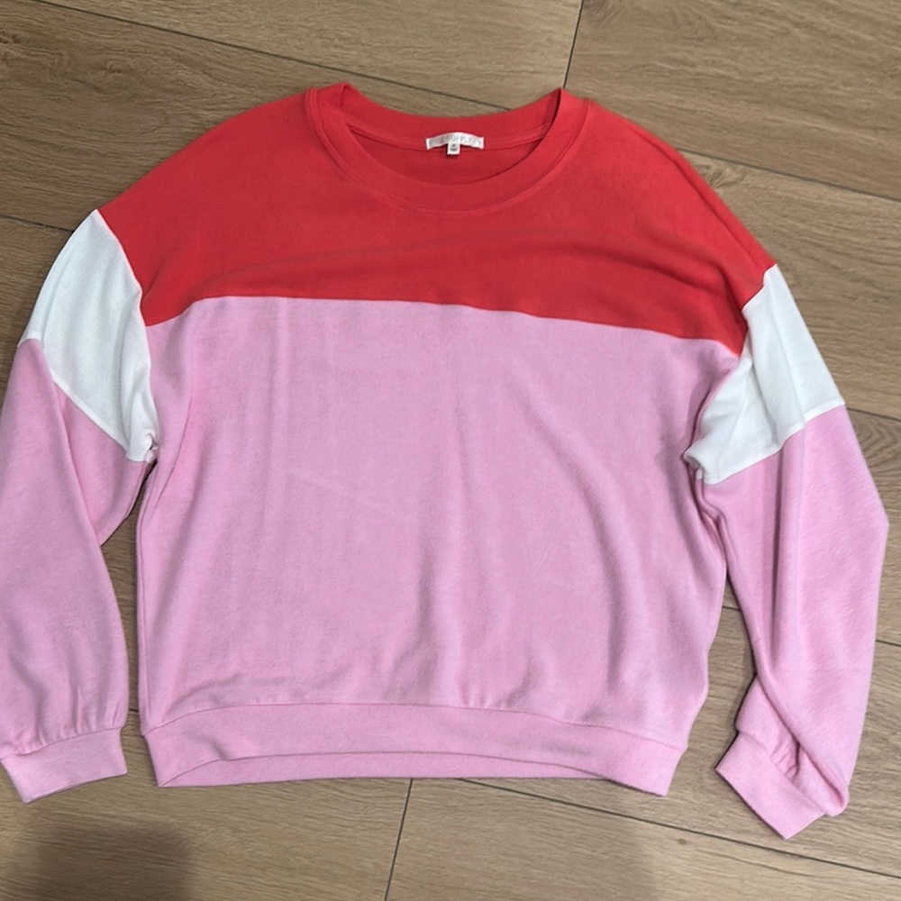 Colorblock Sweatshirt in Pink and Red
